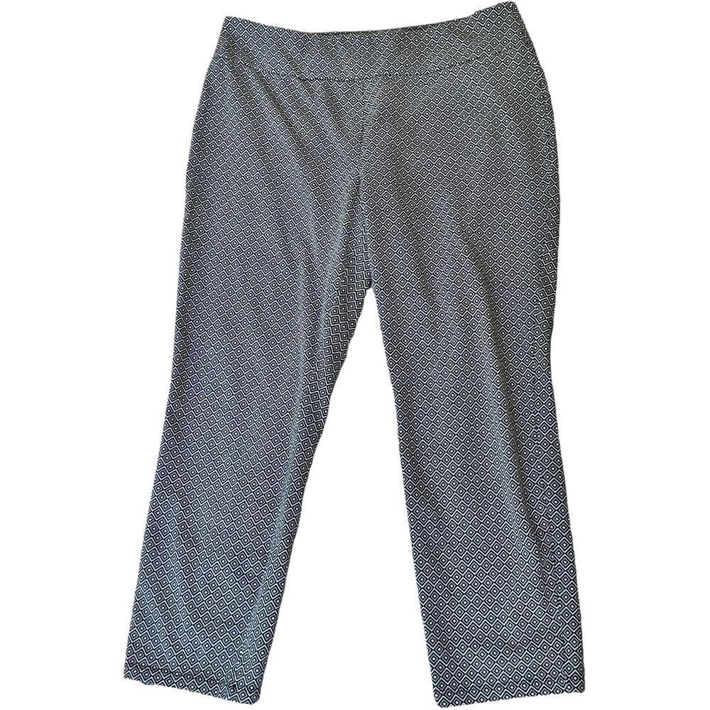 Susan Graver Weekend Essentials Black & White Print Pattern Pull-On Pants. XL.